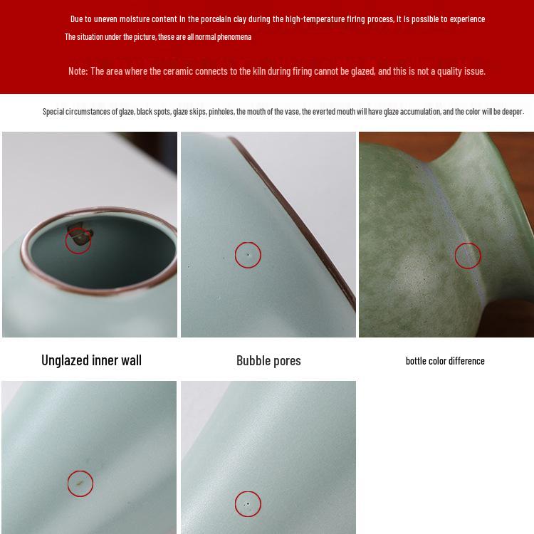 Elegant Celadon Vase: Classical Ru Kiln Ceramic for Hydroponic Flower Arrangements and Living Room Decor