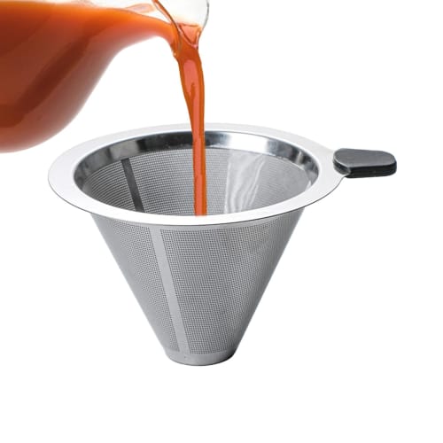 Reusable Stainless Steel Pour-Over Filter for Coffee Dripper | Paperless Filter Coffee Maker, Double-Layer Fine Mesh Coffee Strainer for Richer Coffee