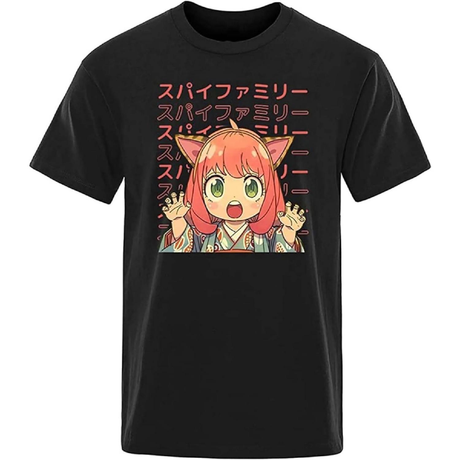 

RAT-MAKING Men s Spy X Family Art Anya Man Cotton Short Sleeve Harajuku Top Hip Hop Tee Shirt Casual Cool Men T-Shirts Black XXXXXL різнокольоровий