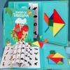 Dřevěná skládačka Magnetický Tangram Puzzle Kniha Vzdělávací hračky Pro děti Miminko Kid Přenosná Montessori výuka Inteligence