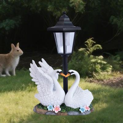 Swan Garden Statue Art with Solar Outdoor Light Crafts Stylish Decoration Gift Landscape Lamp