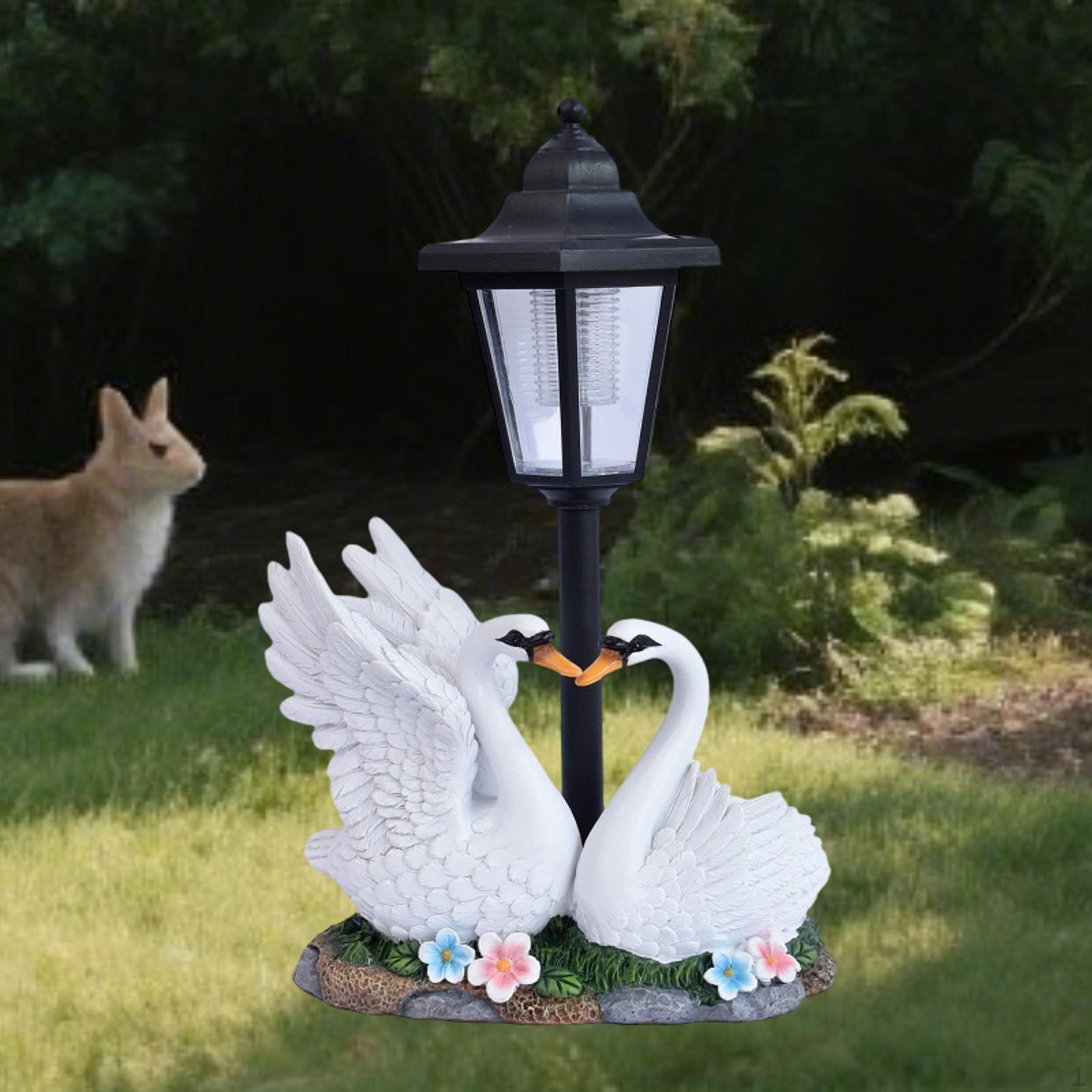 Садовая статуя Лебедя Искусство с солнечным уличным светом Поделки Стильное украшение Подарок Ландшафтная лампа