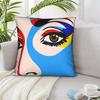 1Pc Pop Art Portrait Minimal American Woman With Beautiful Eyes Decorative Pillow Covers - Zipper Closure, Machine Washable, Pol