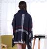 European and American High Neck Plaid Cape - Batwing Sleeve Knitted Pullover Shawl for Women