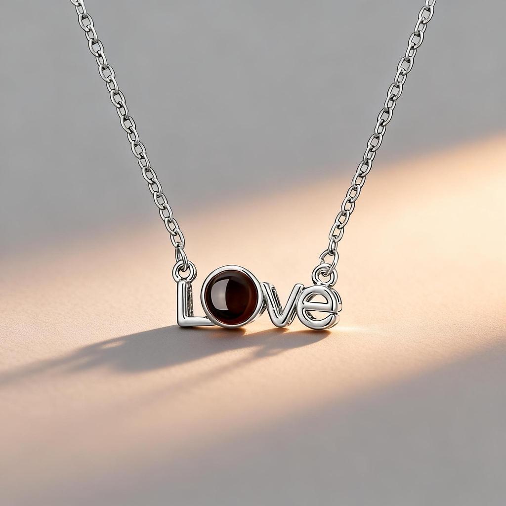 100 Languages 'I Love You' Projection Titanium Steel Necklace - European & American Style Women's Light Luxury