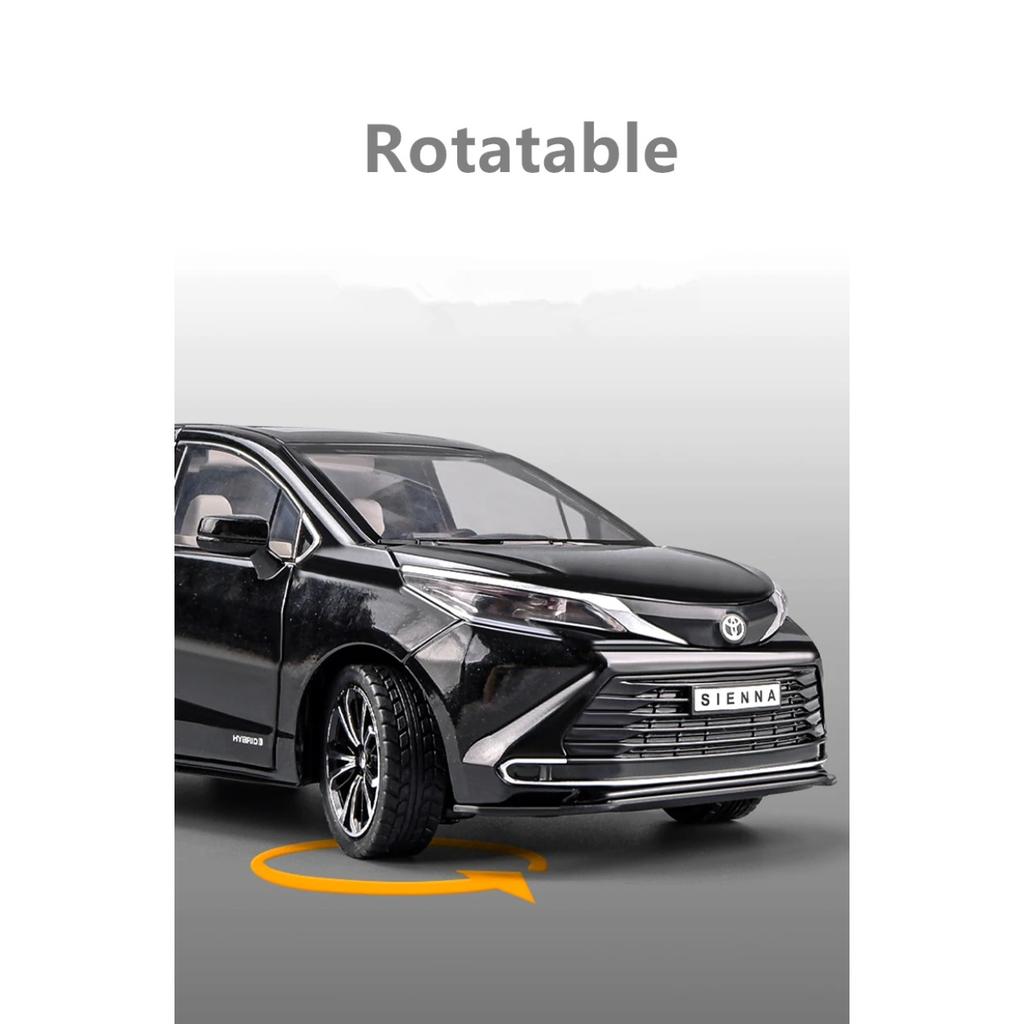 1/24 TOYOTA Sienna MPV Alloy Car Model Diecast Metal Vehicles Car Model High Simulation Sound and Light Collection Kids Toy Gift