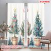 2 Stück, 2D-Flachdruck Fenster Vorhang Weihnachtsbaumschmuck Aquarell (2) Polyester, einfache Installation (ohne Stange) Festliches Ideal