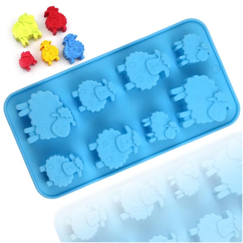 Flexible Blue Silicone Sheep Molds 20cm Food Grade Baking Tray For Ice Candy Chocolate Cake Decorations Chocolate Molds