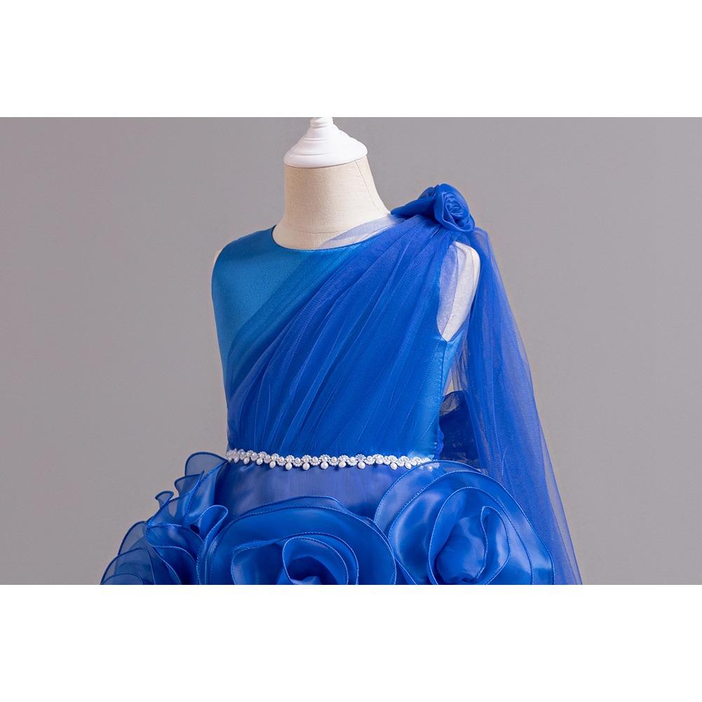 Middle and Large Children's Dress Long Large Flower Department Asymmetric Princess Dress Host Piano Performance Dress 932 Girl's Favourite Dress