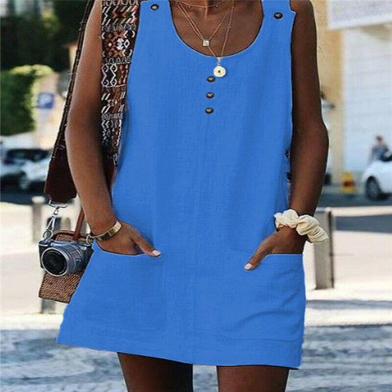 Beautifully Crafted Women Dress With Sleeveless Design And Convenient Pocket