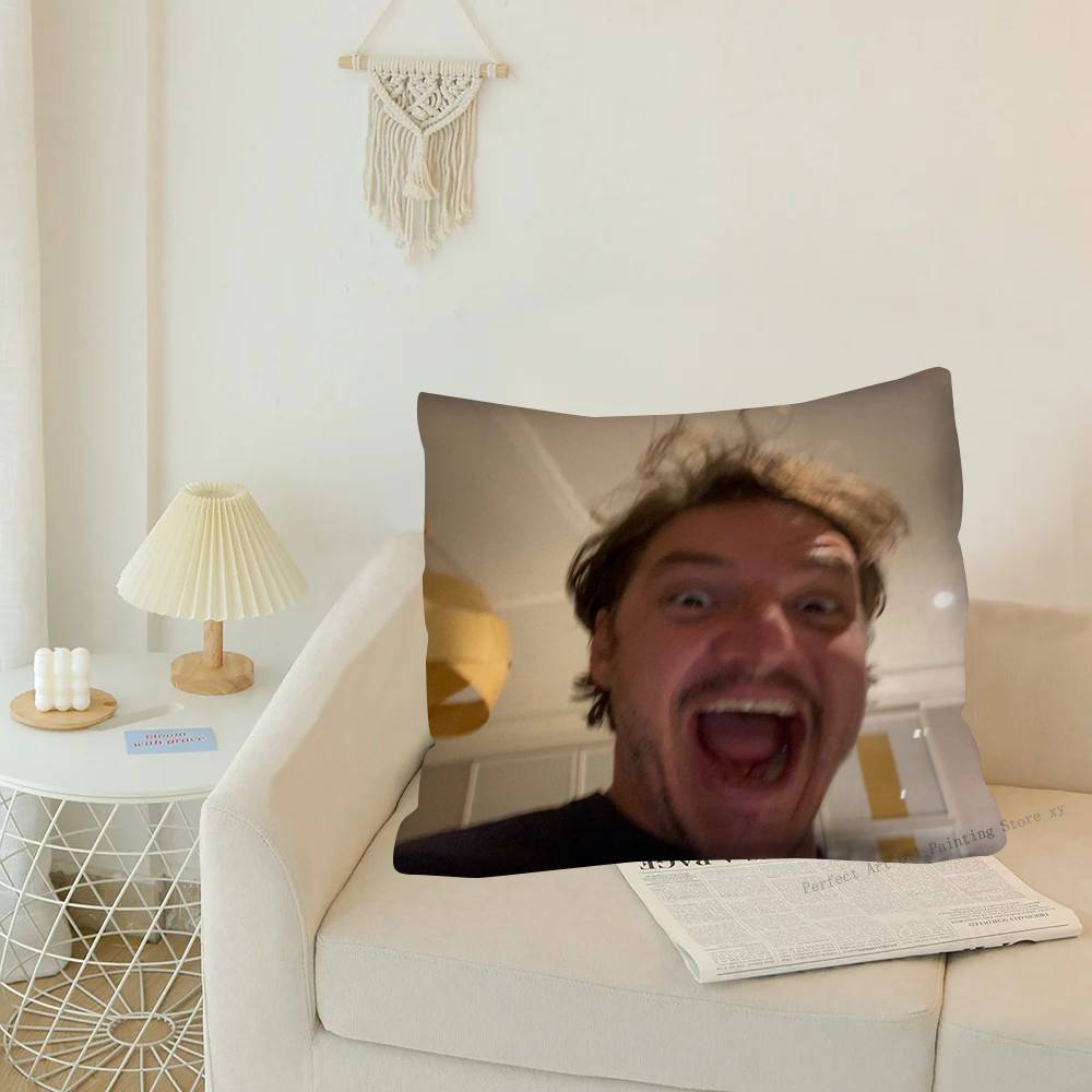 1Pc Funny P-Pedro Pascal M-Mood M-Meme Pillow Case Fashion Square Pillowcase Bedroom Sofa Room Ins Decoration Leisure