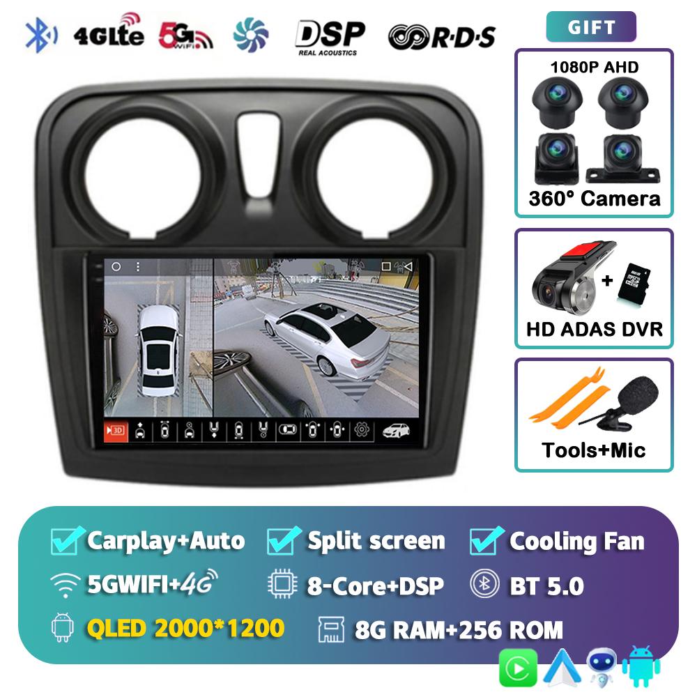 Android 14 Carplay Auto For Renault Logan 2 Sandero 2 2012 - 2016 2017 2018 2019 Car Radio Multimedia Player Stereo GPS WIFI DPS