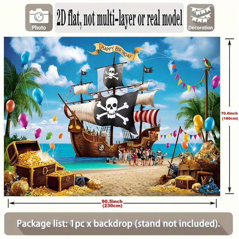 One 2D flat banner specially designed for the pirate adventure birthday celebration event as a photo prop. Polyester