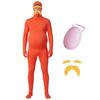 Halloween Vollabdeckung Alter Mann Kostüm mit langem Bart, großem Bauch und orangefarbenem Umhang für Cosplay und Rollenspiele.