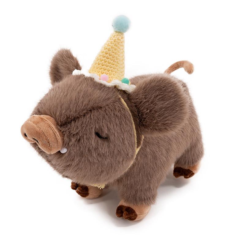 Boar Wild Short Plush Pig Plush Animal Birthday Hat Gift Ornaments Filled