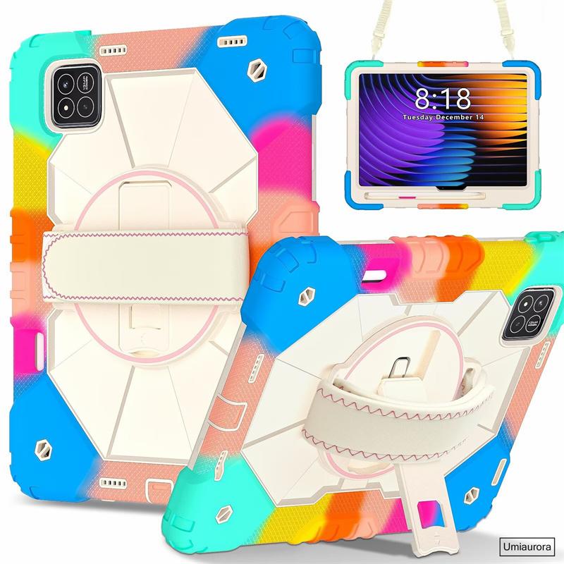 Pour Xiaomi Mi Pad7 11.2 Pad 5 6 11" 6S Pro 12.4" 7S Pro 12.5 Pouces Étui Robuste Antichoc pour Tablette avec Support Sangle Main Épaule Funda