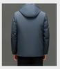 Men's Mid-Length Hooded Detachable Down Jacket - Thick, Warm Outerwear