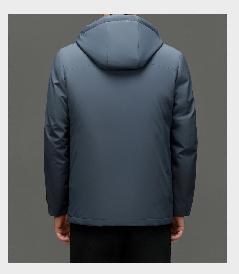 Men's Mid-Length Hooded Detachable Down Jacket - Thick, Warm Outerwear