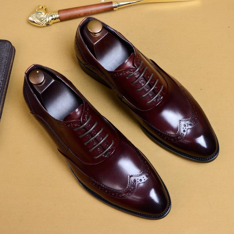 Scarpe Brogue Oxford da Uomo in Vera Pelle Stile Britannico - Spedizione Gratuita
