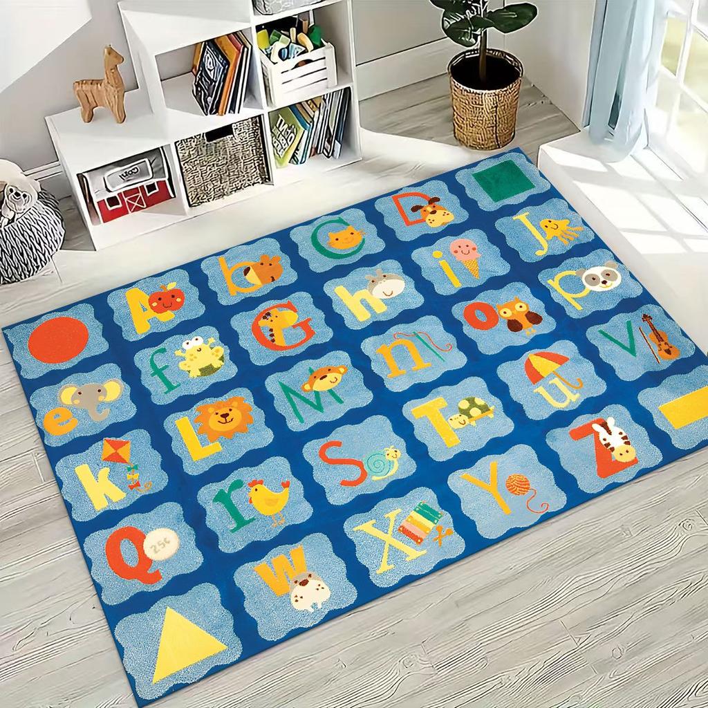 ABC Animal Alphabet Cartoon Early Educatio Children Crawling Playroom Rug for Bedroom Living Room Sofa Doormat Decor,Non-slip