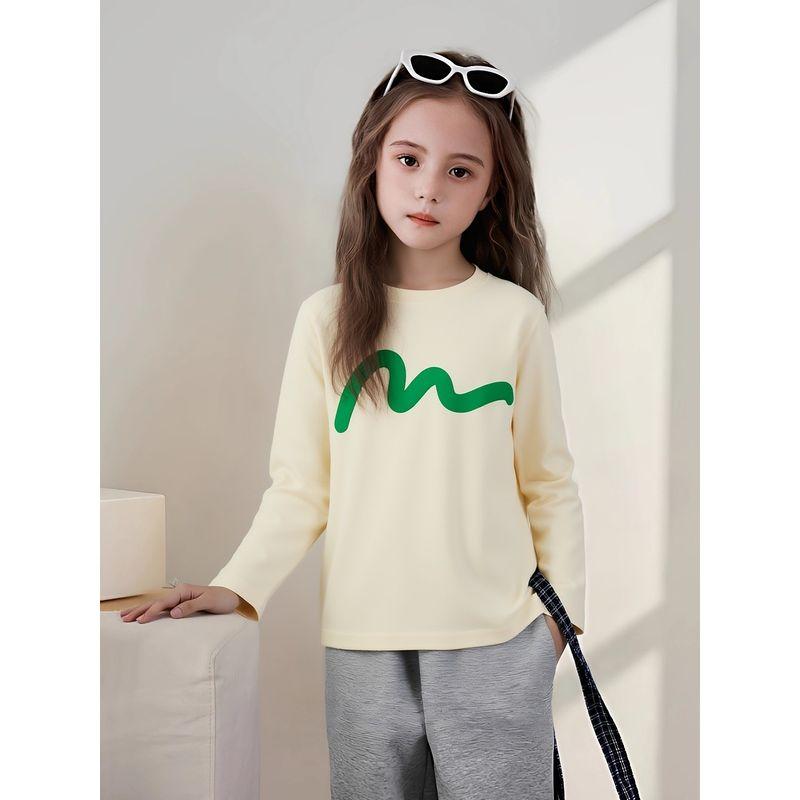Children's Long-Sleeved T-Shirt 2026 Spring New Style, Medium and Large Kidsren's Round-Neck Top, Boys' Versatile Lettered Cotton Bottoming Shirt