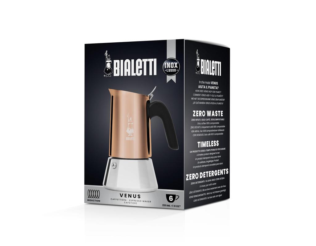 Bialetti Venus Copper 6-Cup Stainless Steel Stovetop Coffee Maker, Espresso Maker, and Mocchinetta