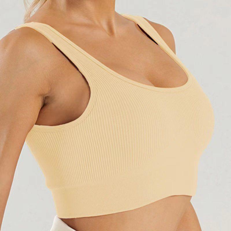 In Stock Fashion Seamless Knitting Thread Sexy Sports U Collar Vest Pants Yoga Clothes Fitness Suit
