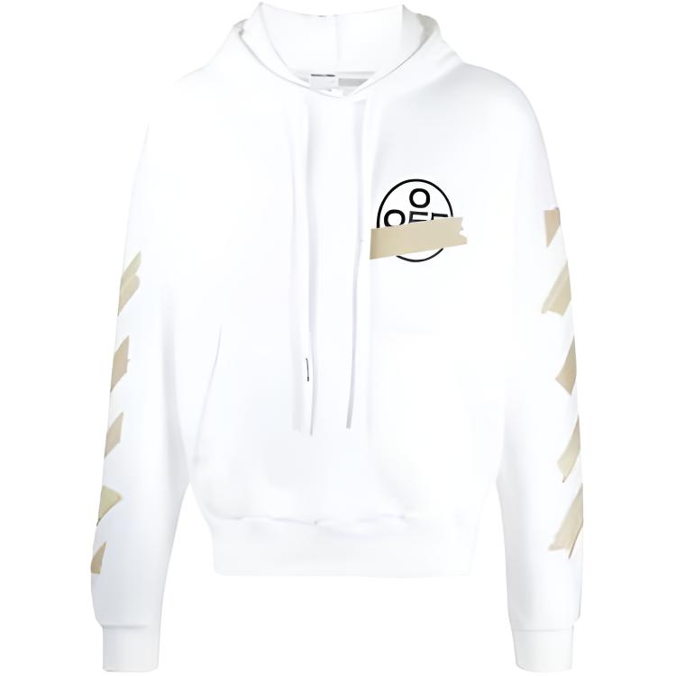 Off-White Tape Arrows Slim Hoodie White/Beige Men Tops OMBB034G20FLE0180161