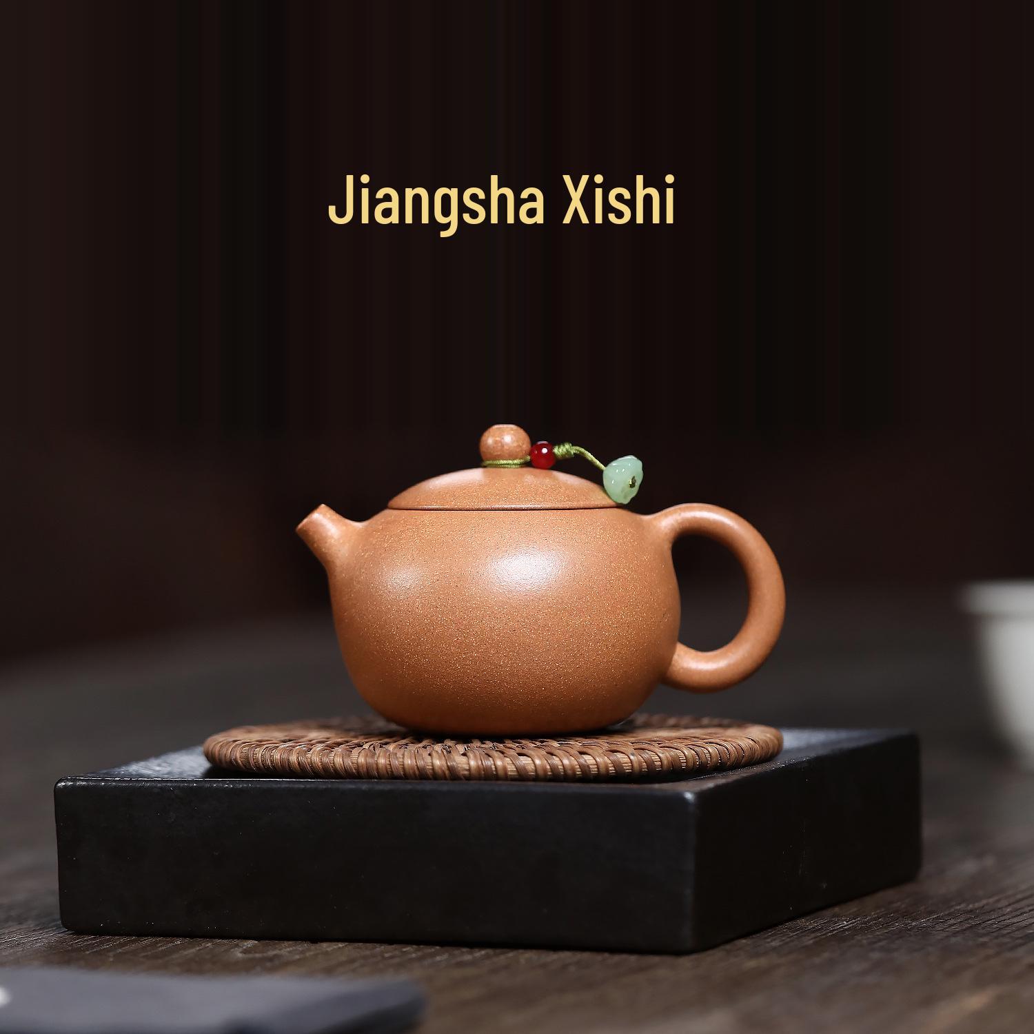 Handmade Yixing Zisha Xishi Teapot with Original Ore Jiangpo Clay and Inlaid Lid for Kung Fu Tea Ceremony 160CC