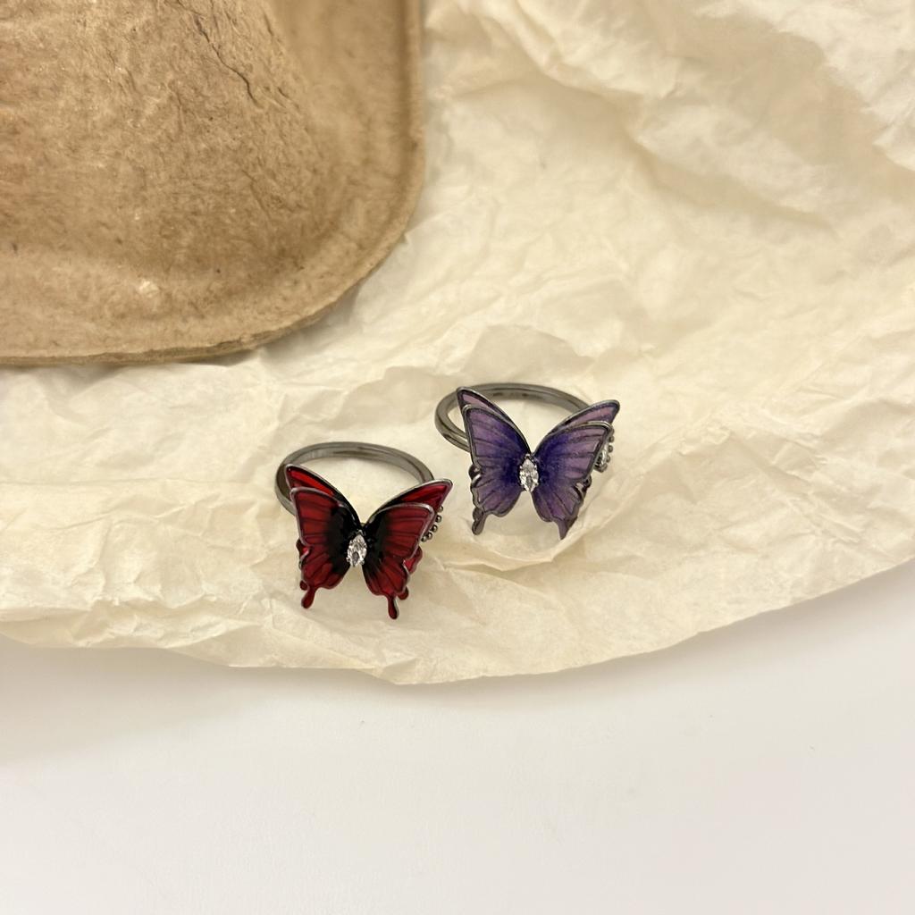 Korean style super immortal temperament dazzling butterfly ring, female niche versatile temperament opening rings