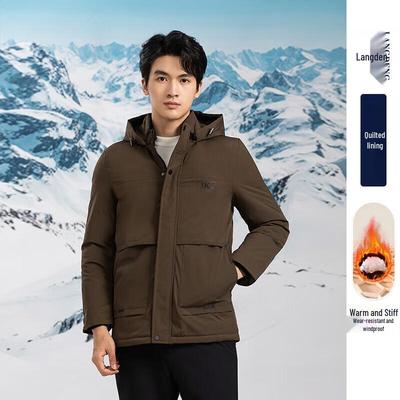 Langdeng Men's Winter Thick Hooded Padded Jacket