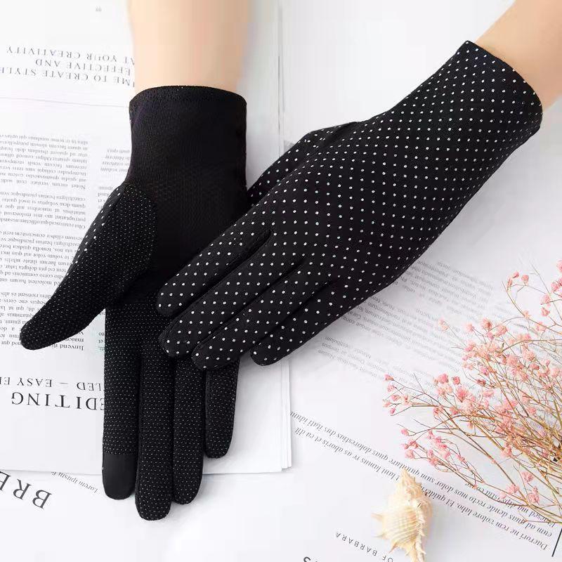 

Sunscreen gloves women s spring and summer thin breathable UV protection driving cycling non-slip touch screen one size fits all рожевий