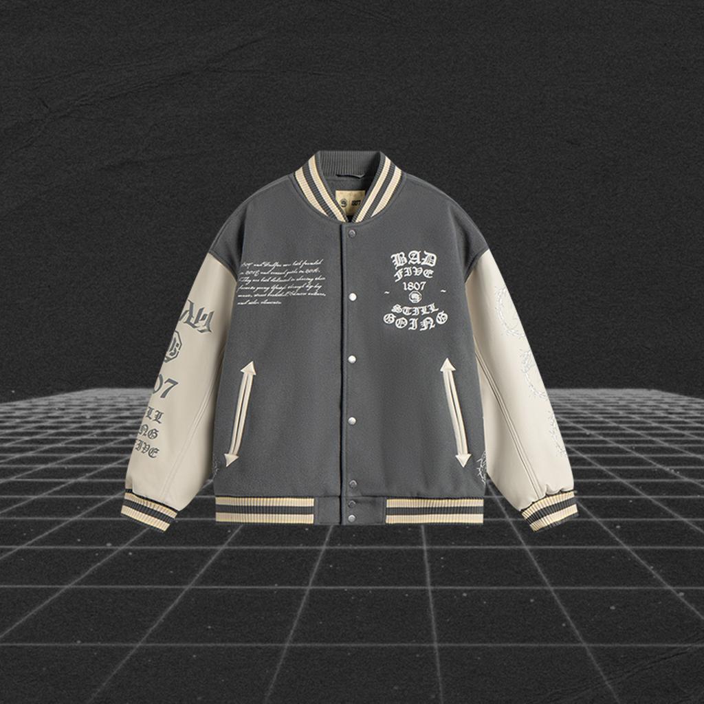 Li Ning Badfive Fashion Classic American Retro Daily Campus Versatile Street Trend Loose Comfortable Cotton Jacket Men Jacket AJMV119-1