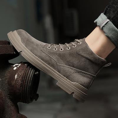 Fashion High Top Boots Mens High Quality Leather Shoes Fashion Outdoor Motorcycle Ankle Boots Male Winter Plus Velvet Warm Lace Up Boots
