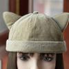 Cat Ear Decor Beanie Hat for Adult Teenagers Portable Beanie Hat without Brim Spring Summer Anti-UV Hat for Cycling