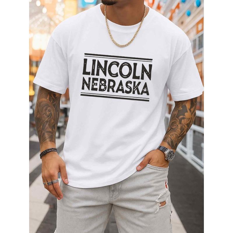 European Size for LincoLn Nebraska Tee Men s Round Neck T-shirt White Elegant Limited Edition Soft and Comfortable Weekend Casual Wear S