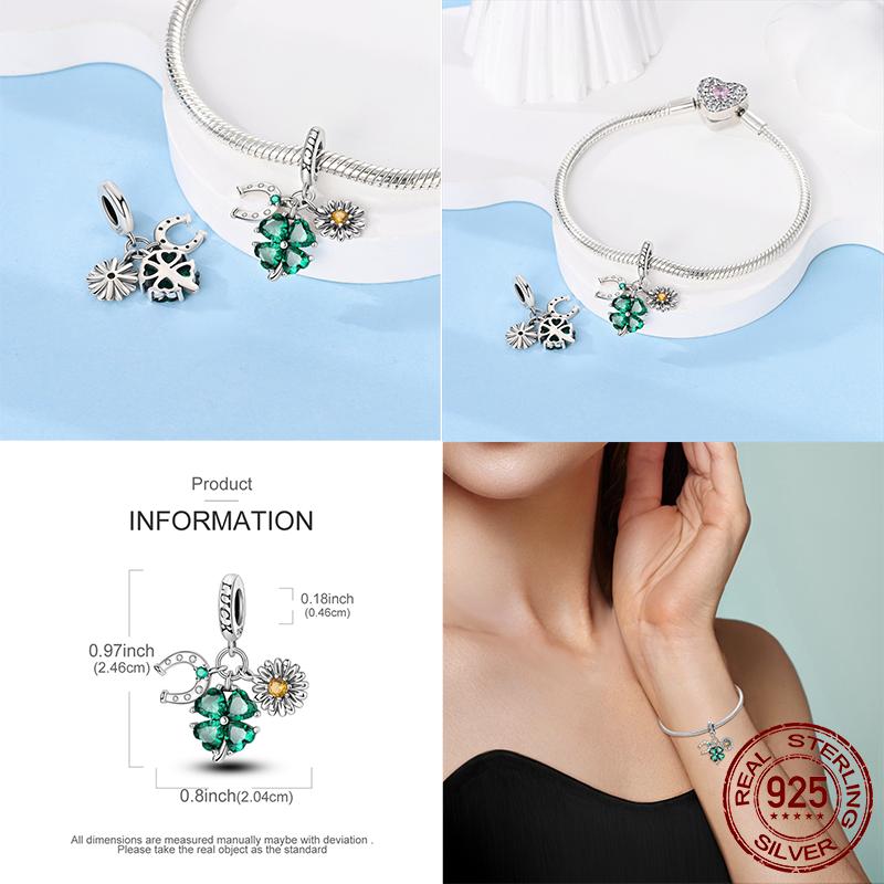 Vierblättriges Kleeblatt Serie Original Charms Kupfer Charms Perlen Passen Armband Herstellung Modeschmuck