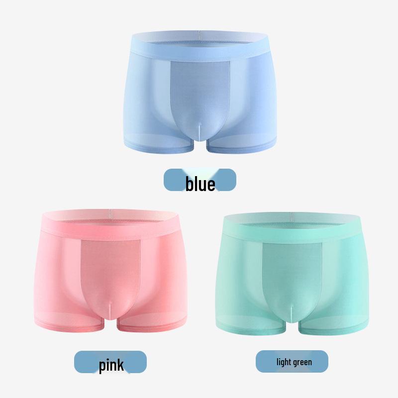 Men's Ice Silk Antibacterial Boxer Briefs - Comfortable, Breathable Underwear for Summer