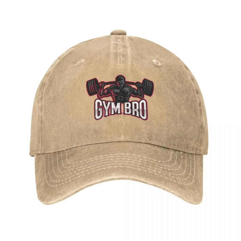 Vintage Gym Bro Baseball Cap Unisex Women Distressed Denim Washed Sun Cap Fitness Building Muscle Summer Adjustable Fit Hats Cap