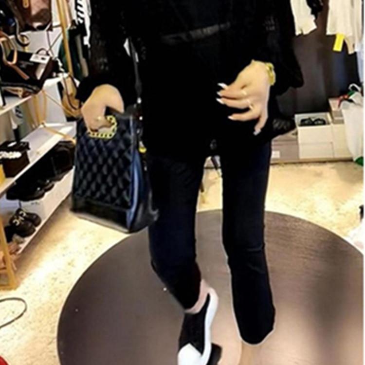 

New High-waisted Outer Leggings for Spring, Summer and Autumn, Thin Nine-point Women s Trousers Stretch Nine-point Micro-flare Pants XXXL чёрный