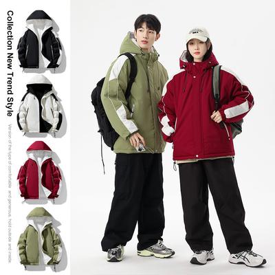 Winter New Men's Double-sided Thickened and Warm Couple's Cotton-padded Jacket Men's Work Jacket Waterproof Lamb's Wool Cotton Coat