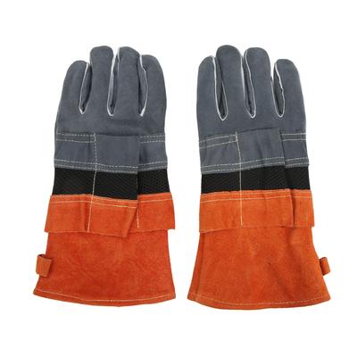 1 Paire de Gants Résistants à la Chaleur Ignifuges Retardateurs de Flamme Cuir Anti-Ébouillantement pour Barbecue GrillOrange