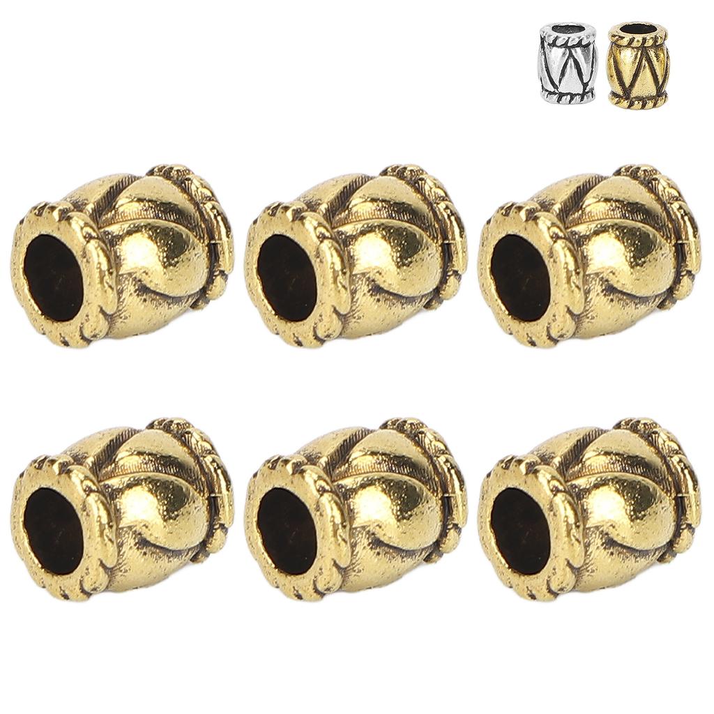 50pcs Retro Beard Hair Beads Barrel Shaped Hair Braiding Beads Alloy Jewelry Accessories