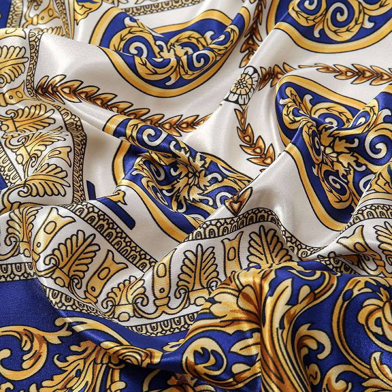 Popular Design 90X90Cm Kerchief New Print Warm Silk Scarf Satin Finish Scarves Fashion The Four Seasons Hijab