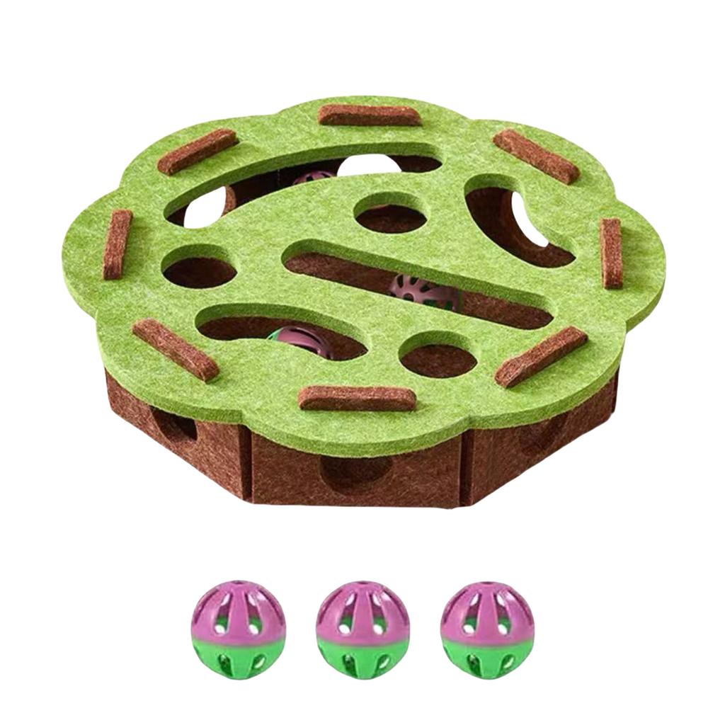 Cat Puzzle Maze Holes Toys Felt Box With 3 Ball Kitten Nail File Scratcher Mental Felt Maze Box for Indoor Cat