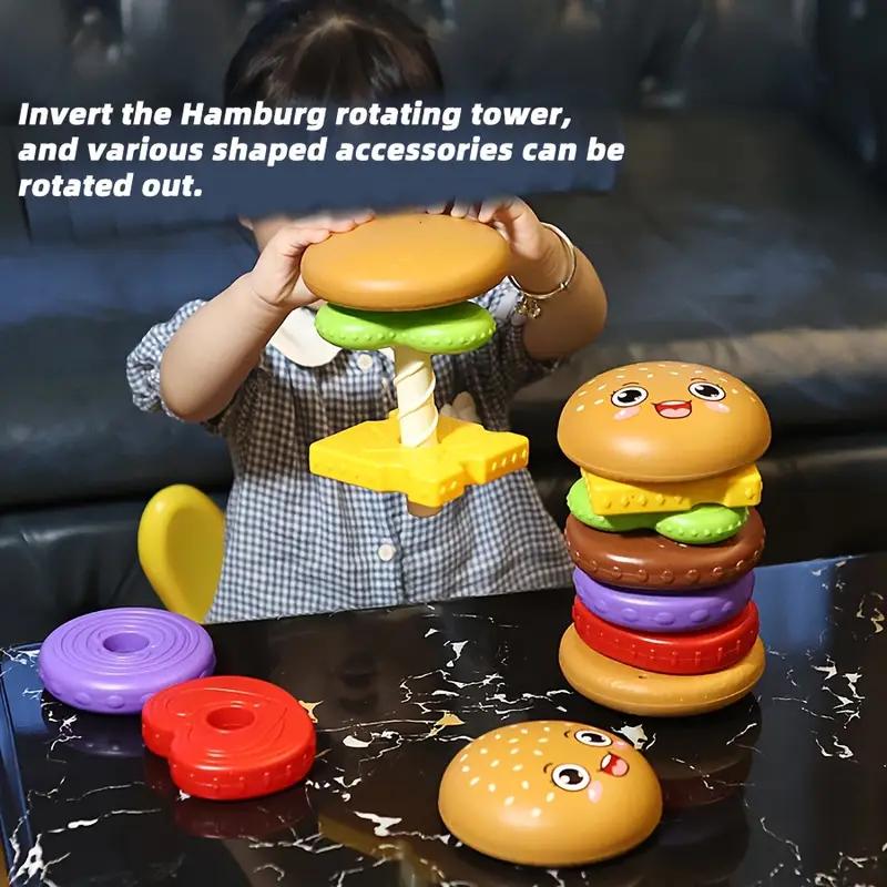 Stacking Burger Toy – Multi-Color Puzzle For Hand-Eye Coordination & Rotation, Educational Gift For Kids On Birthdays & Holidays