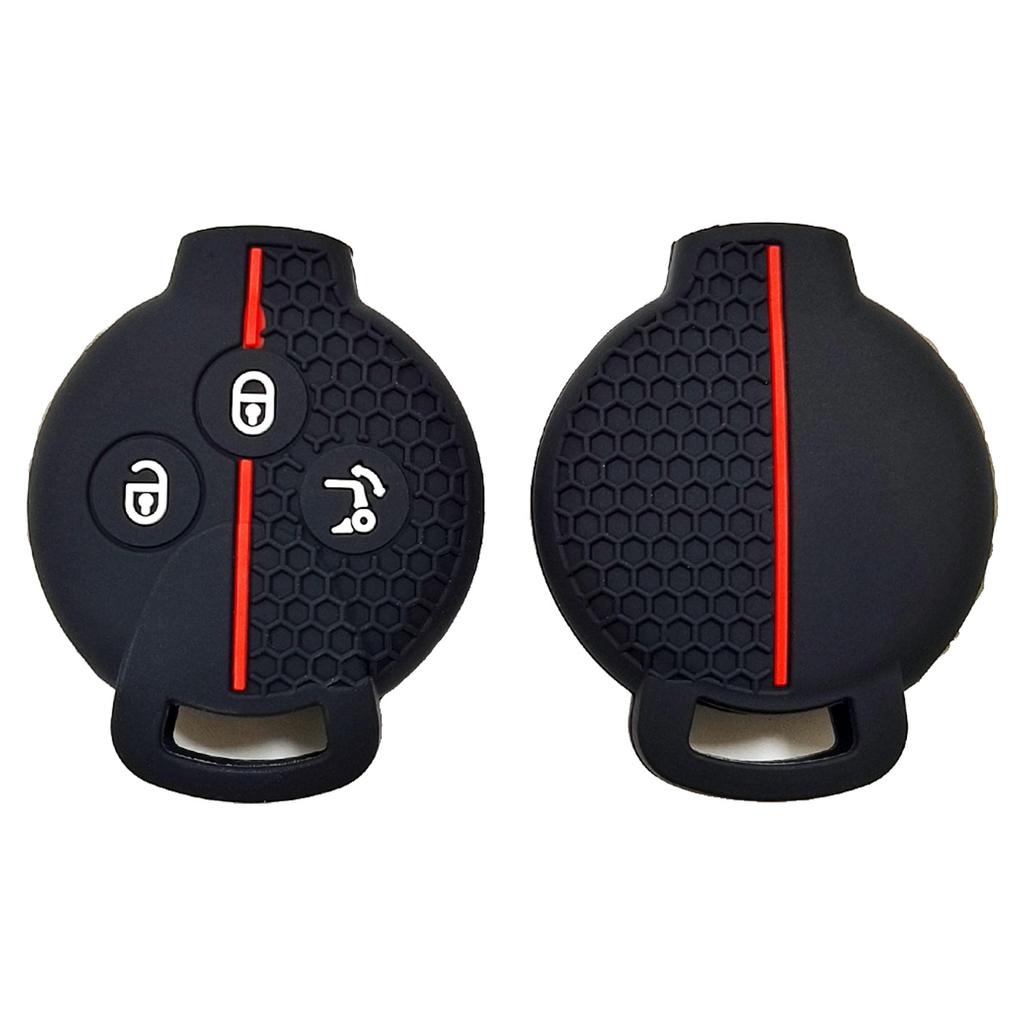 High-quality silicone key bag, suitable for Mercedes-Benz Elf smart key bag, smart fortwo, straight 3 buckle, honeycomb pattern