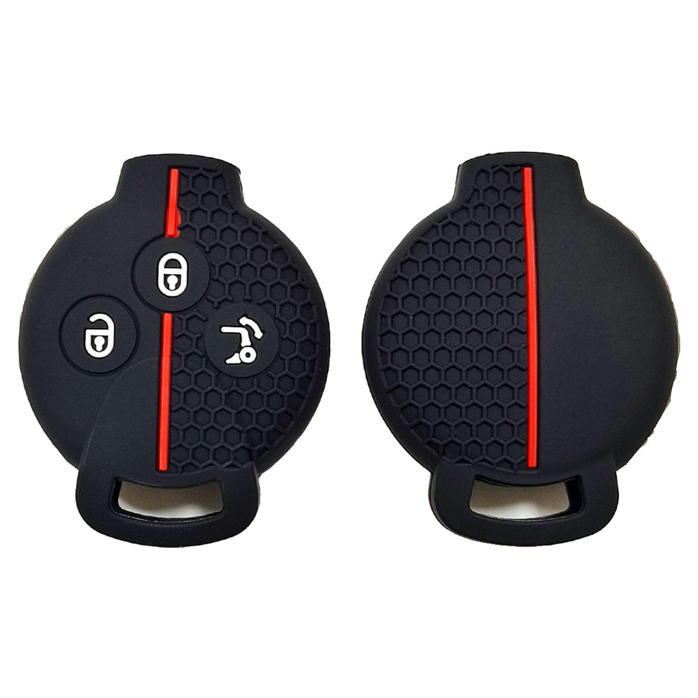 

High-quality silicone key bag, suitable for Mercedes-Benz Elf smart key bag, smart fortwo, straight 3 buckle, honeycomb pattern