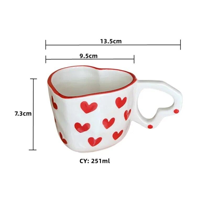 2024 Christmas Present Ins Coffee Tea Cup Creative Heart Mug Romantic Gifts Ceramic Milk Coffee Cups Gift For Girlfriend Wife