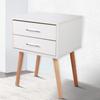 Stable Bedside Table with Two Drawers Floor Cabinet Bedroom Nightstand Storage Organizer